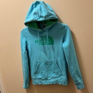 The North Face Women Aqua Hoodie Sweater Green Logo Long Sleeve small petite